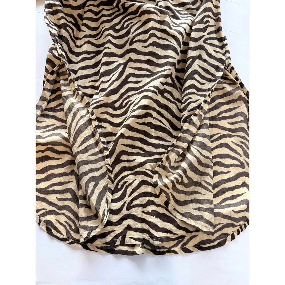 J.Crew Zebra Print Beach Cover-Up Dress Women‎ Size Medium Tan Black BK554